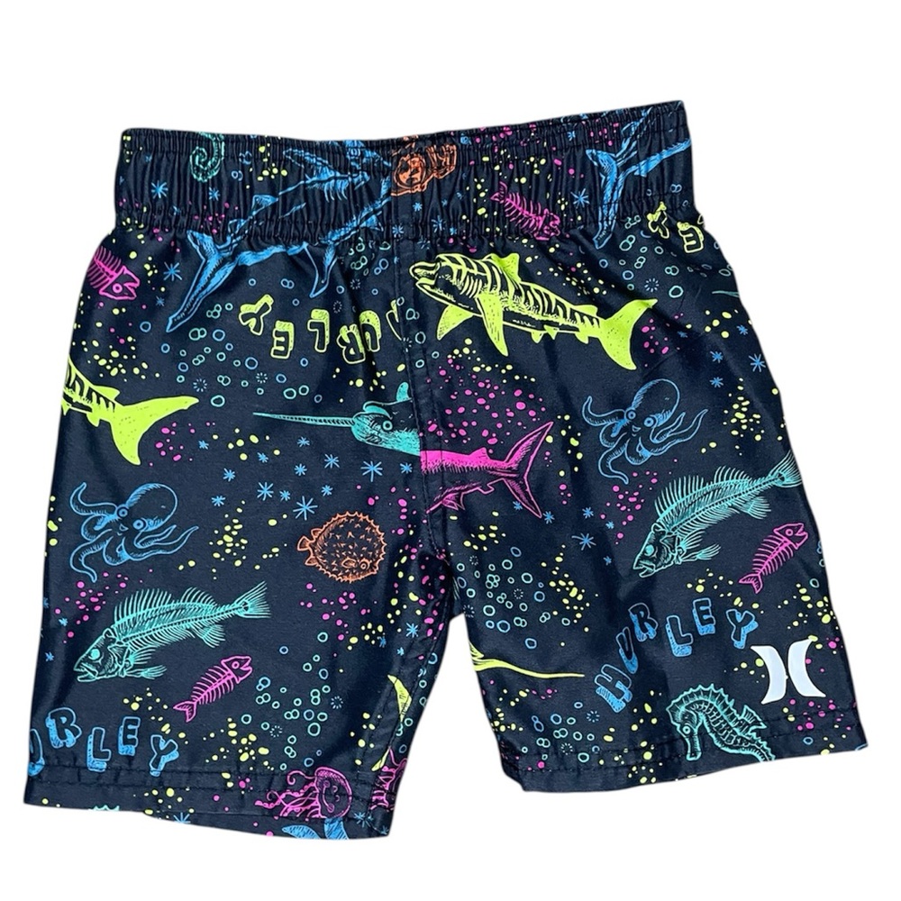 Hurley Kids' Neon Marine Life Lined Swim Shorts-3T